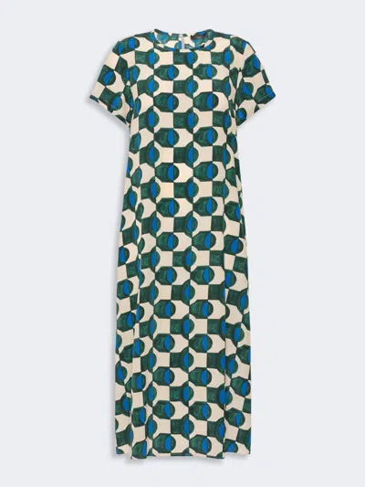 Max Mara Printed Silk T-shirt Dress In Green