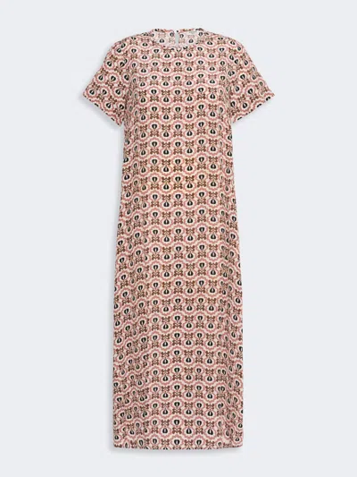 Max Mara Printed Silk T-shirt Dress In Pink
