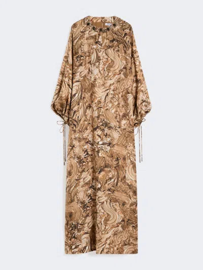 Max Mara Printed Silk Tunic Dress In Brown