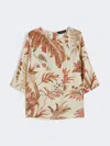 Max Mara Printed Silk Twill Blouse In Brown
