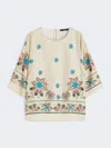Max Mara Printed Silk Twill Blouse In White