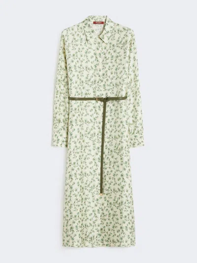 Max Mara Printed Silk Twill Dress In Green