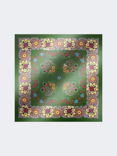 Max Mara Printed Silk Twill Foulard In Green