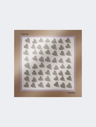 Max Mara Printed Silk Twill Foulard In Sand