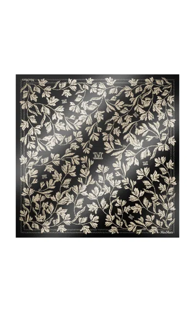 Max Mara Printed Silk Twill Oversized Scarf In Black