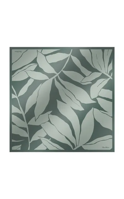 Max Mara Printed Silk Twill Oversized Scarf In Green