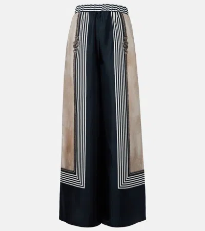 Max Mara Printed Silk Twill Palazzo Pants In Multi