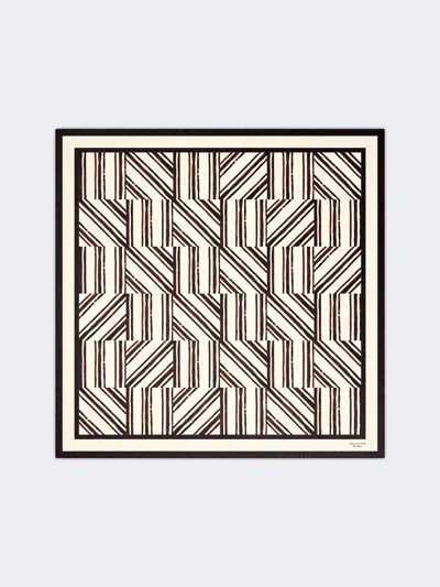 Max Mara Printed Silk Twill Scarf In Brown