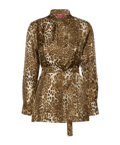 Max Mara Printed Silk Twill Shirt - Brown