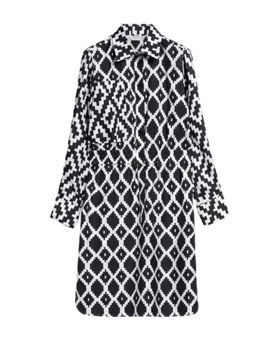 Max Mara Printed Silk Twill Shirt Dress In Black