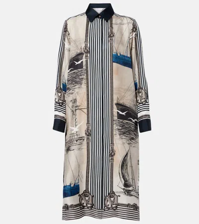 Max Mara Printed Silk Twill Shirt Dress In Multi