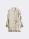 Max Mara Grado Printed Silk Satin Shirt In White