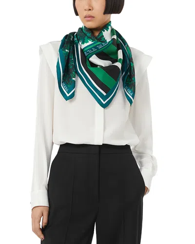 Max Mara Printed Silk Twill Square Scarf In Green