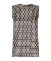 Max Mara Printed Silk Twill Top In Black
