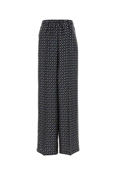 Max Mara Printed Silk Vischio Pant In Black