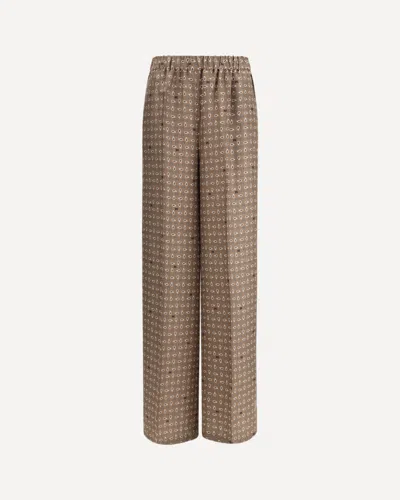 Max Mara Vischio Printed Silk Satin Wide-leg Pants In Brown
