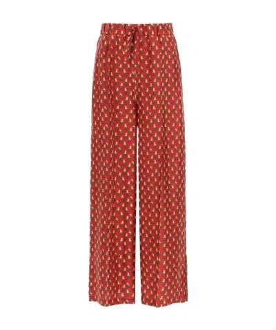 Max Mara Robin Wide-leg Tiger-print Trousers In Burgundy Silk In Red