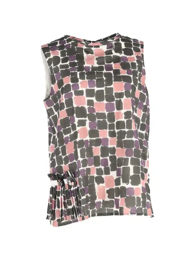 Pre-owned Max Mara Printed Sleeveless Blouse In White