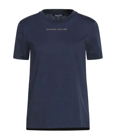 Max Mara Printed Solid Color T-shirt In Blue