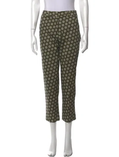Pre-owned Max Mara Printed Straight Leg Pants In Blue/green