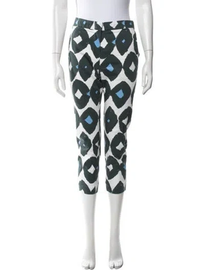 Pre-owned Max Mara Printed Straight Leg Pants In Green