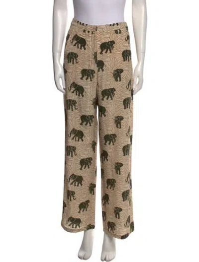 Pre-owned Max Mara Printed Straight Leg Pants In Neutral