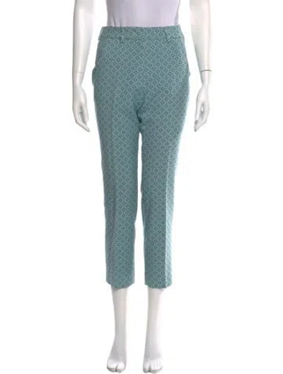 Pre-owned Max Mara Printed Straight Leg Pants W/ Tags In Blue