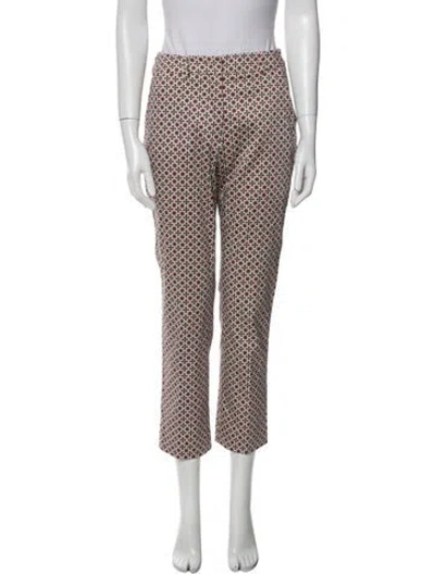 Pre-owned Max Mara Printed Straight Leg Pants In White