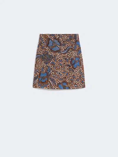 Max Mara Printed Stretch Cotton Short Skirt In Multi