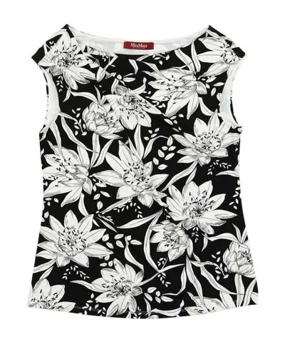 Max Mara Printed T-shirt With Round Neck In Black