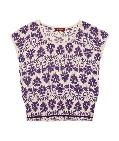 Max Mara Printed T-shirt With Round Neck In Purple