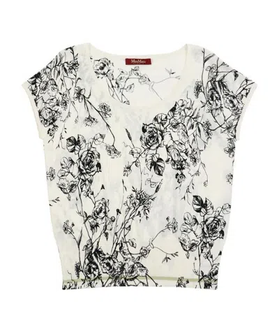 Max Mara Printed T-shirt With Round Neck In White