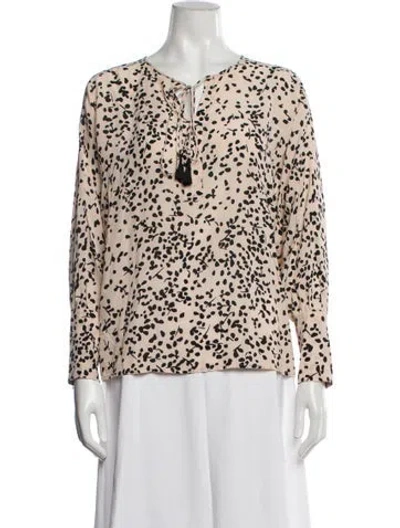 Pre-owned Max Mara Printed Tie Neck Blouse In Neutral