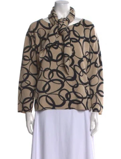 Pre-owned Max Mara Printed Tie Neck Sweater In Neutral