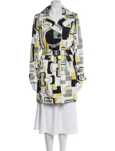 Pre-owned Max Mara Printed Trench Coat In White