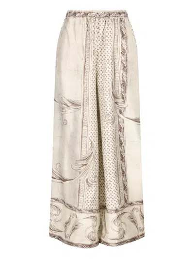Max Mara Printed Trousers In Neutral
