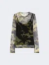Max Mara Printed Tulle Top In Black