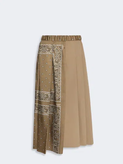Max Mara Printed Twill And Cotton Drill Skirt In Tobacco