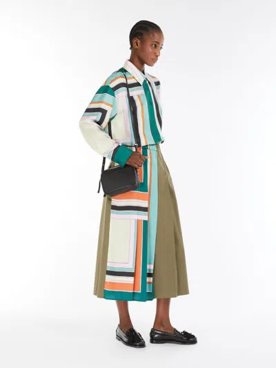 Max Mara Printed Twill And Gabardine Skirt In Green
