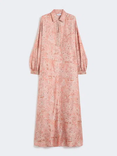 Max Mara Button-placket Long-sleeved Maxi Dress In Pink