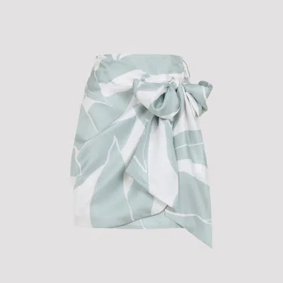Max Mara Printed Twill Mini Skirt In Silk In Green