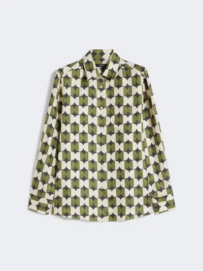 Max Mara Printed Twill Shirt In Green