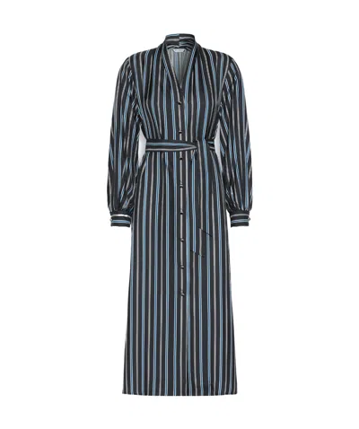 Max Mara Printed Twill Shirt Dress In Blue
