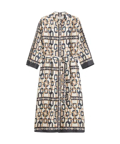 Max Mara Printed Twill Silk Dress In Multicolor