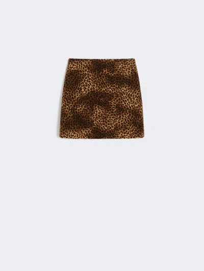 Max Mara Printed Velvet Mini Skirt In Brown