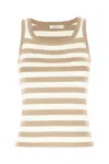 Max Mara Striped Ribbed Sleeveless Viscose Blend Top In Pink