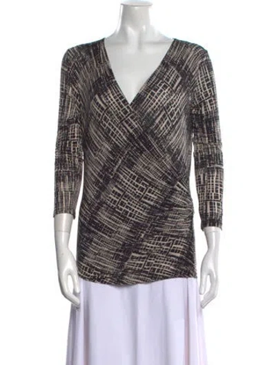 Pre-owned Max Mara Printed V-neck Blouse In Black