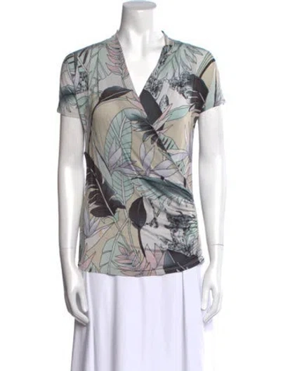 Pre-owned Max Mara Printed V-neck Blouse In Multi