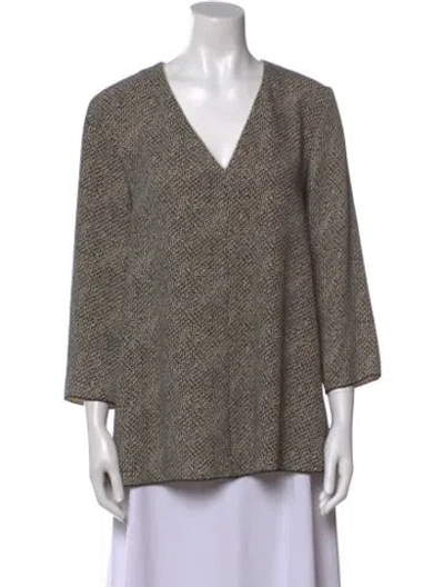 Pre-owned Max Mara Printed V-neck Blouse In Neutral