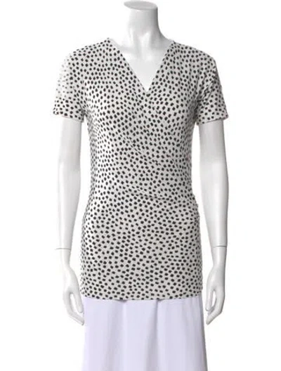 Pre-owned Max Mara Printed V-neck Blouse In White